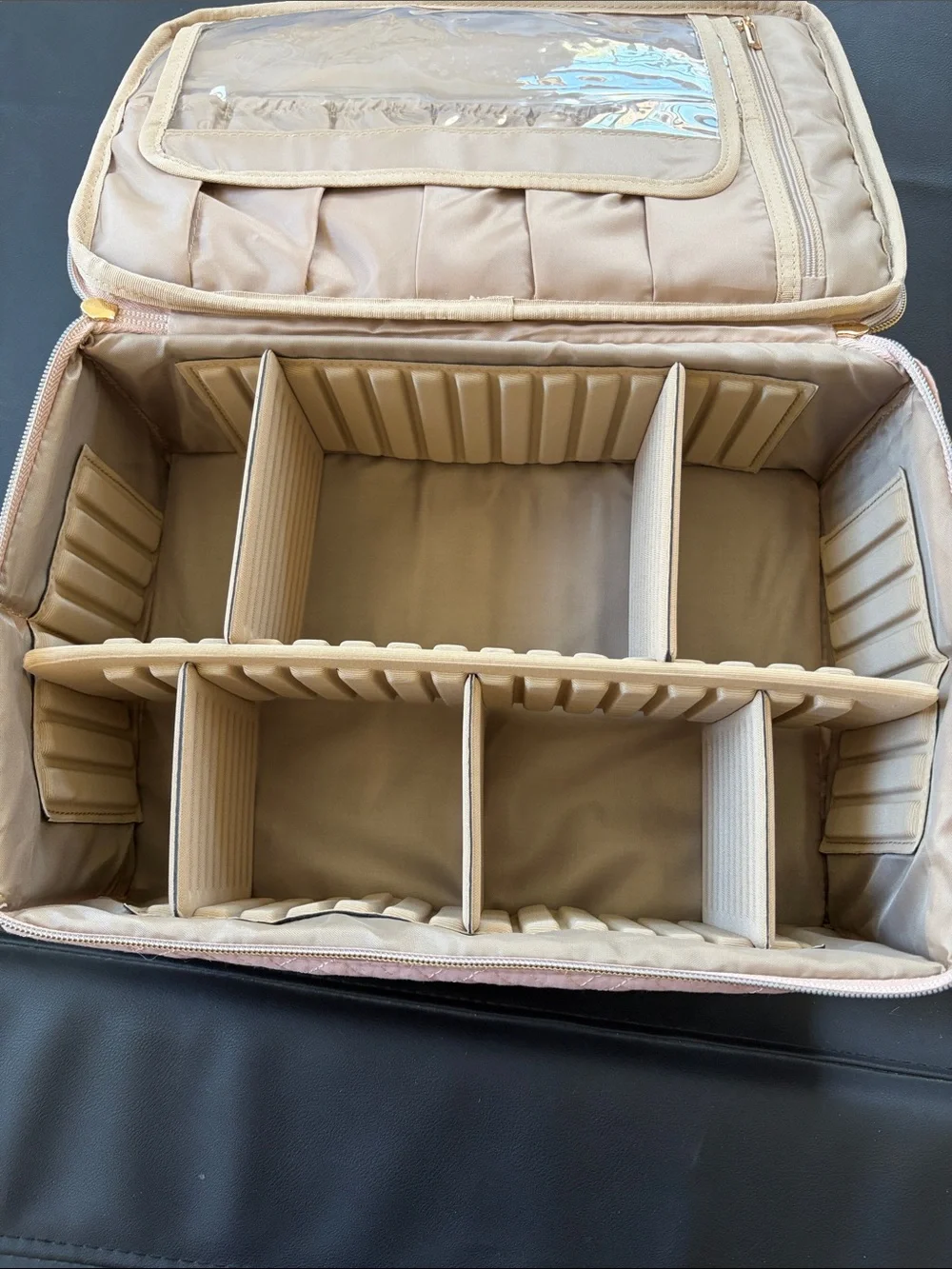 BAGSMART Quilted Travel Makeup Train Case Organizer Blush Pink NWT